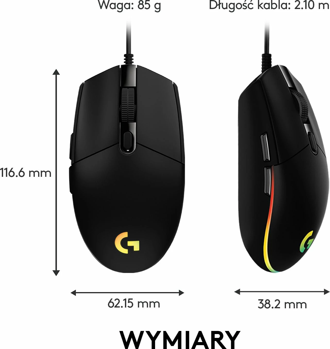 Maus Logitech G102 Lightsync (910-005823) 8000 DPI RGB, i zi