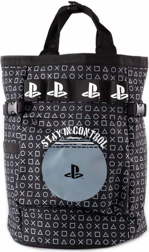 Çantë shpine Difuzed PlayStation AOP, kompartiment për laptop 15\", e zezë/gri