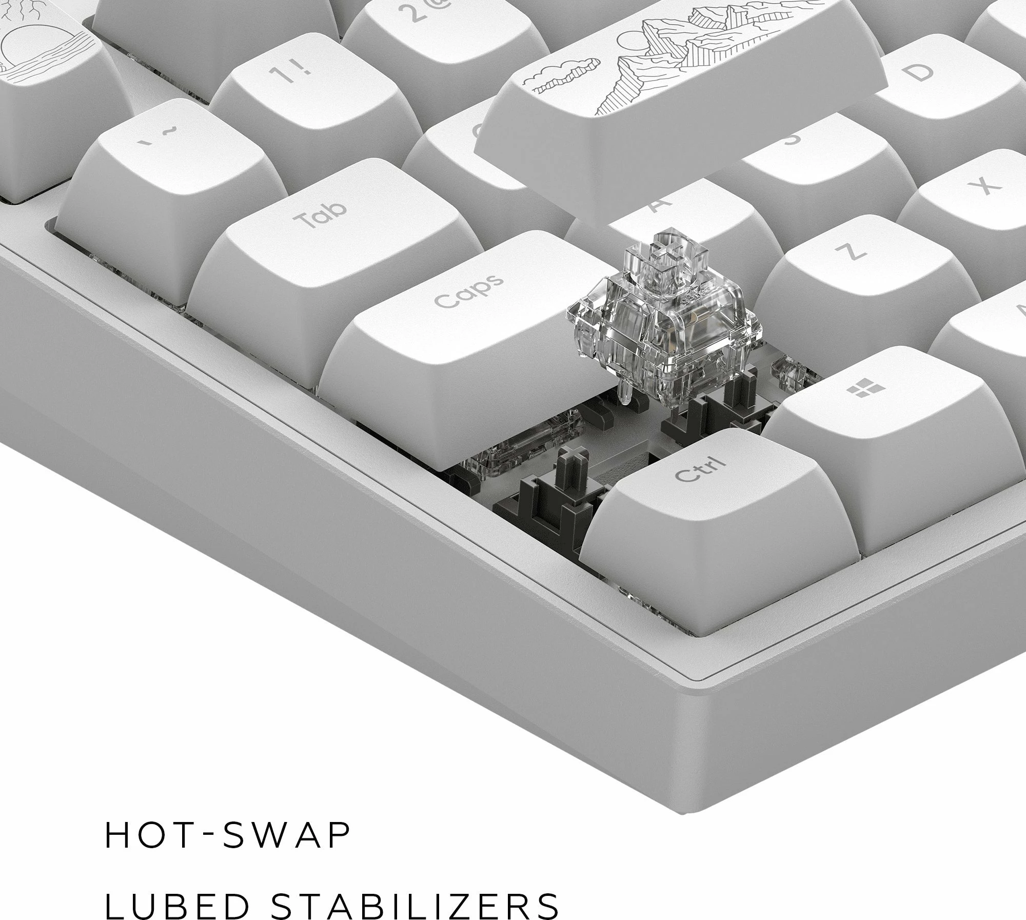 Tastierë mekanike gaming Dark Project ALU81A Terra Nostra, 80% TKL ANSI US, Hot-Swap, RGB, G3Ms Moonstone, USB me kabllo, e bardhë 5