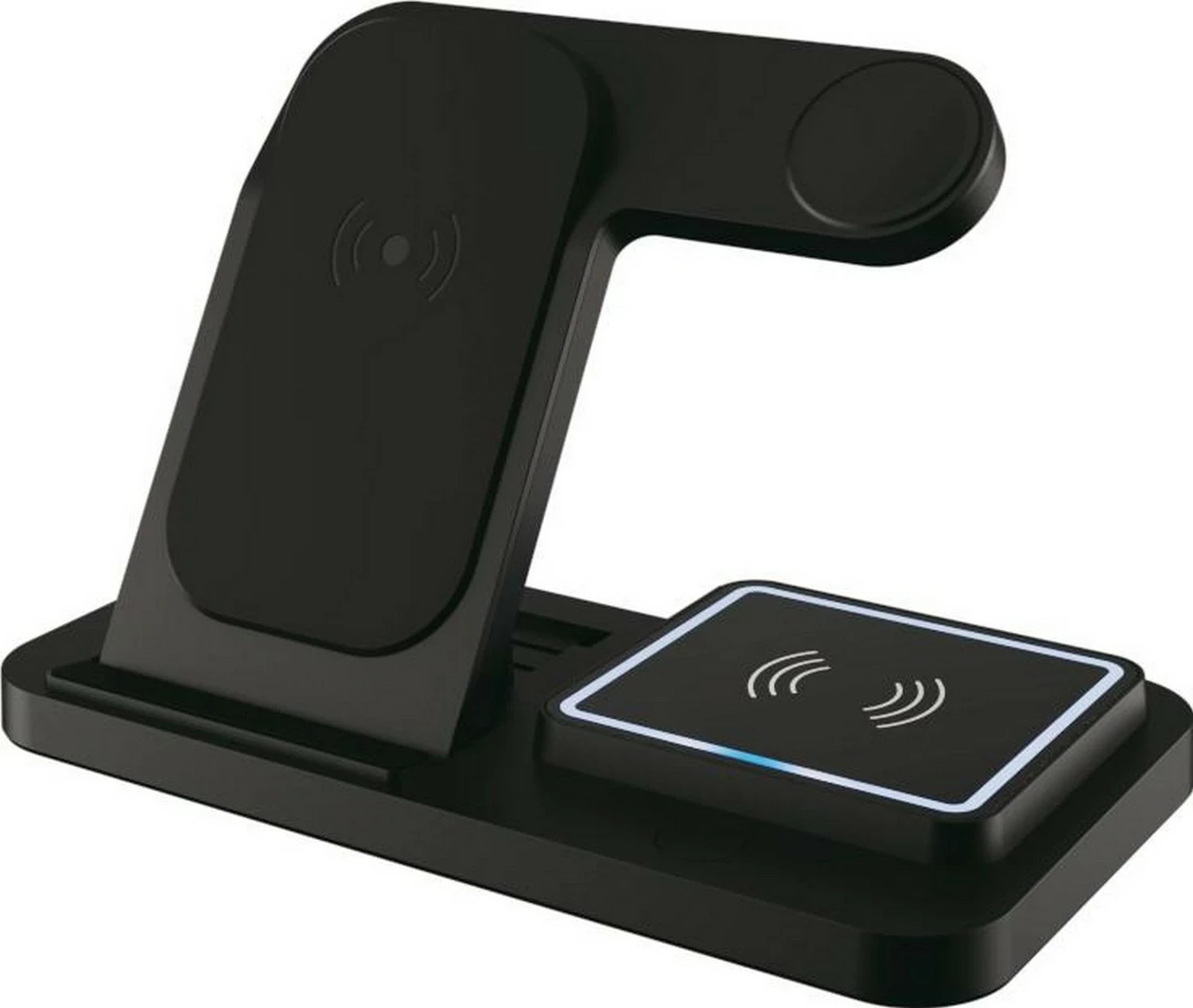 Karikues wireless Teltech 3n1, 15W, me mbajtës tavoline, zi