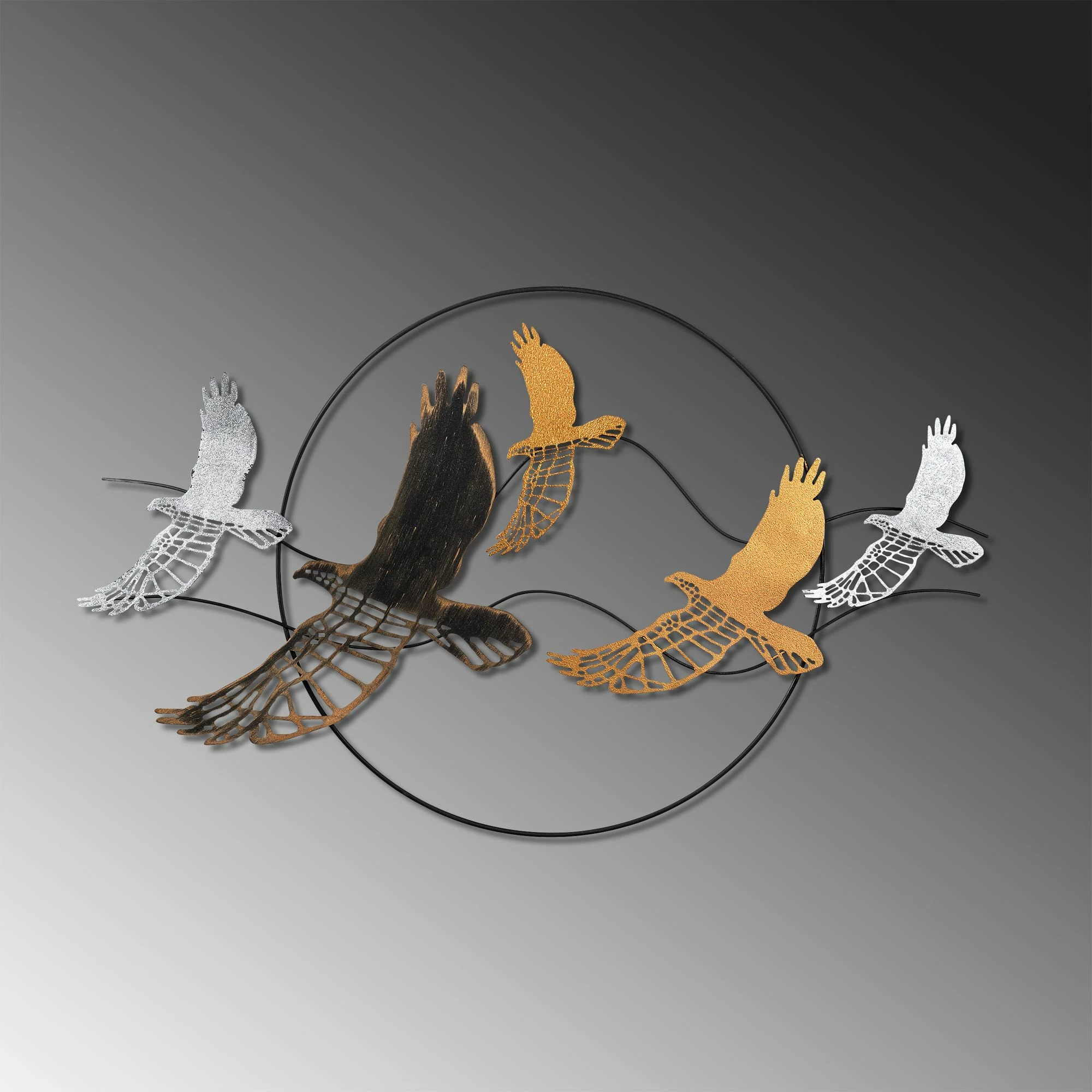 Aksesor dekorativ metalik për mur, Wallity, Bys-185-B, shumëngjyrësh, 91x55x4cm