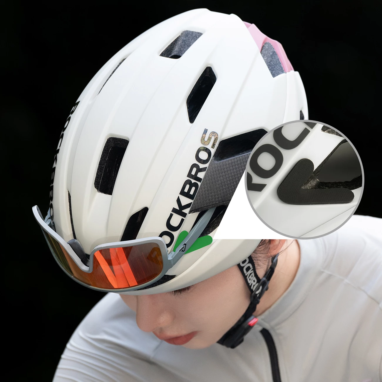 Helmetë biciklete Rockbros LK-15 58-62 cm, fibër karboni, e bardhë