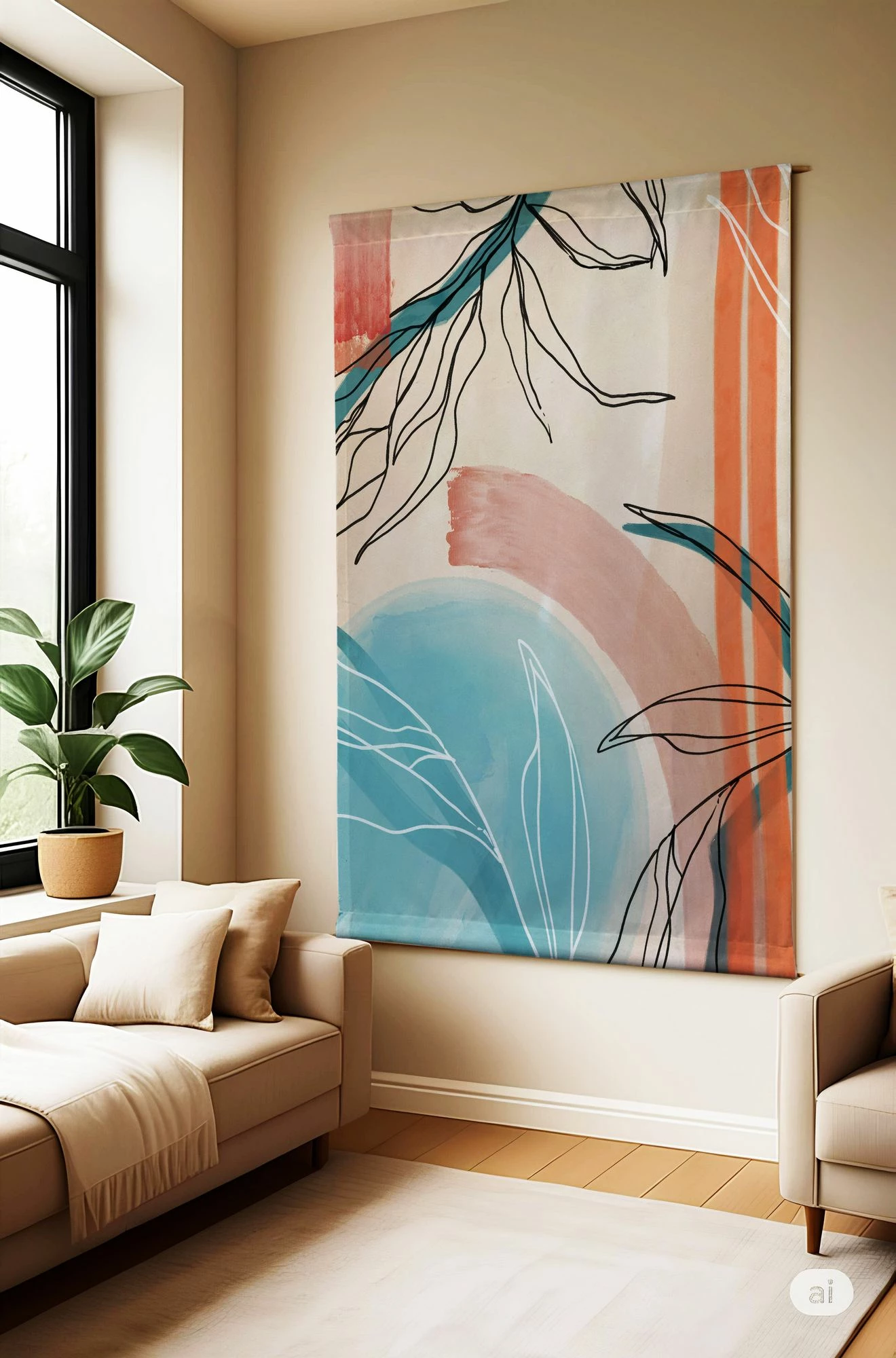 Pikturë dekorative poliestër, Wallity Polybaby 2, shumëngjyrëshe, 70x120cm