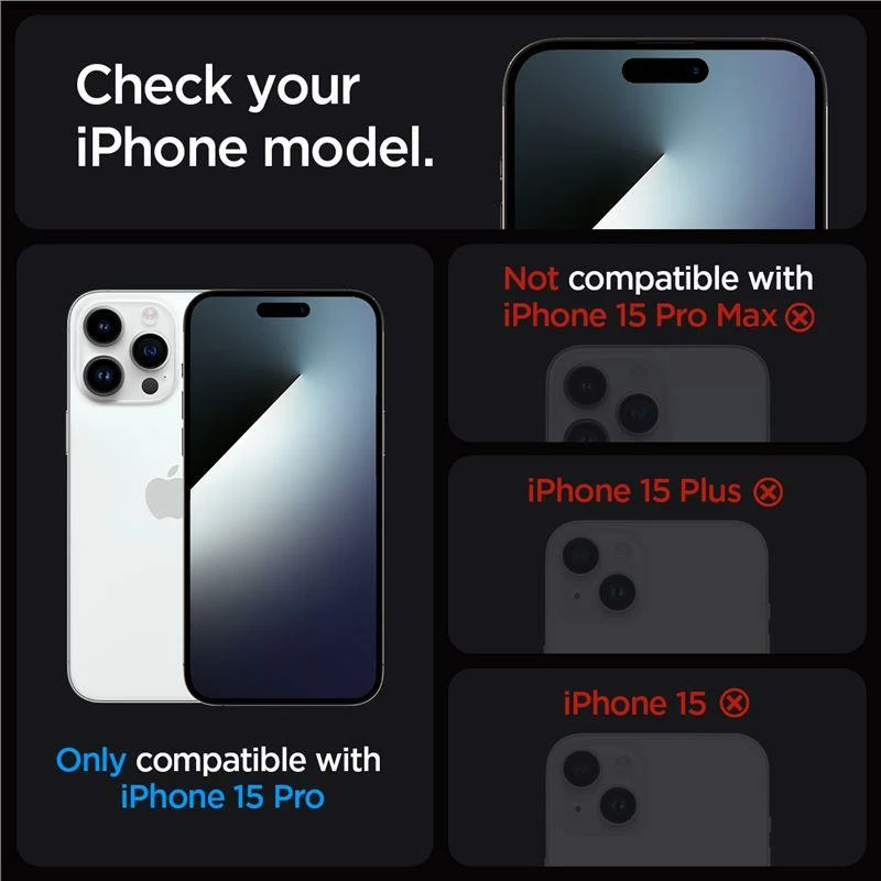 Mbrojtës xhami Spigen Glas.tR EZ Fit për iPhone 15 Pro, 2 copë, transparent