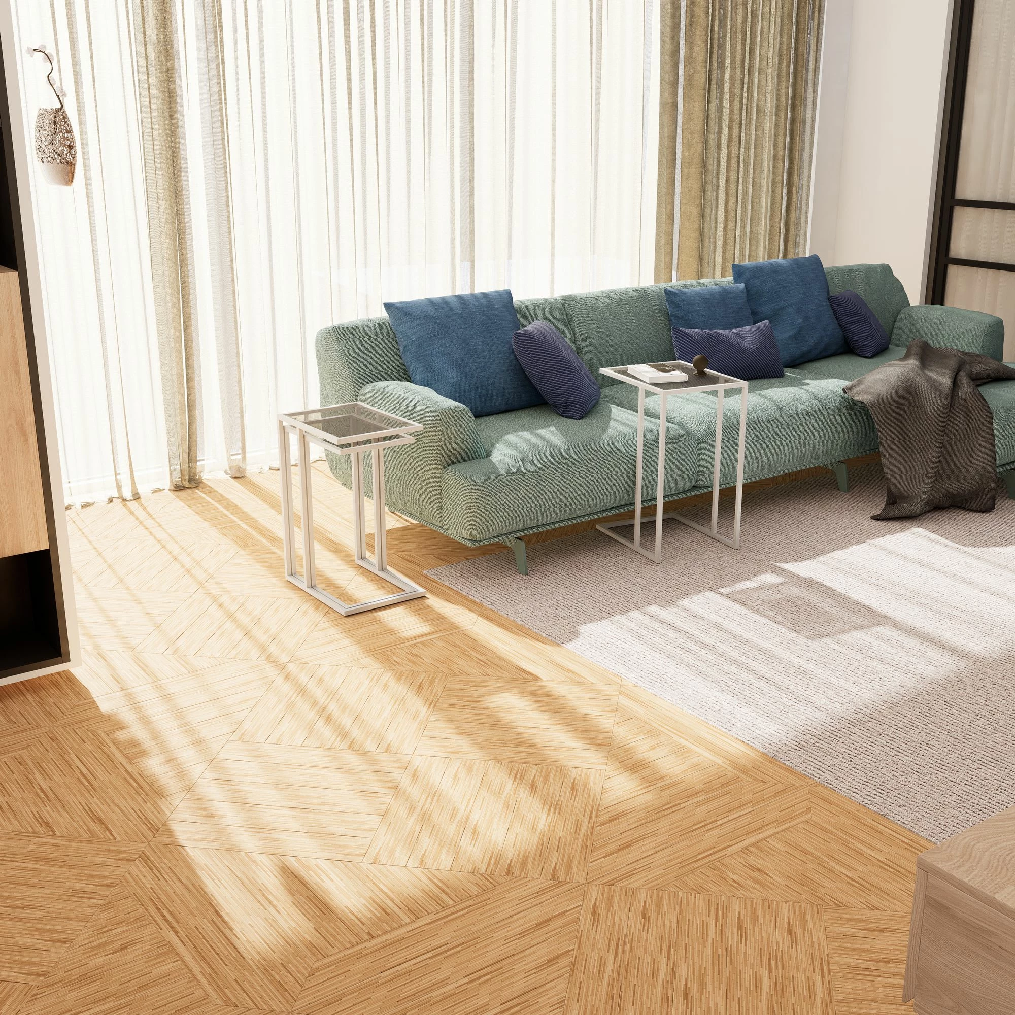 Set tavolinash të vendosshme, 3 copë, Hanah Home Ibiza C, e bardhë, fume