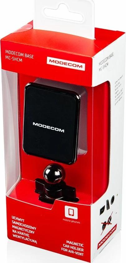 Mbajtës magnetik për celular Modecom UT-MC-SHCM-01 me karikim induktiv, për grilë ventilimi, universal, argjend