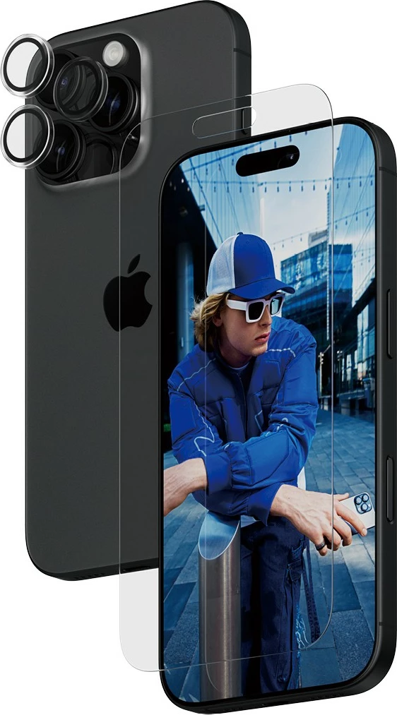 Mbrojtës ekrani PanzerGlass për iPhone 16 Pro, set 2-në-1, transparent