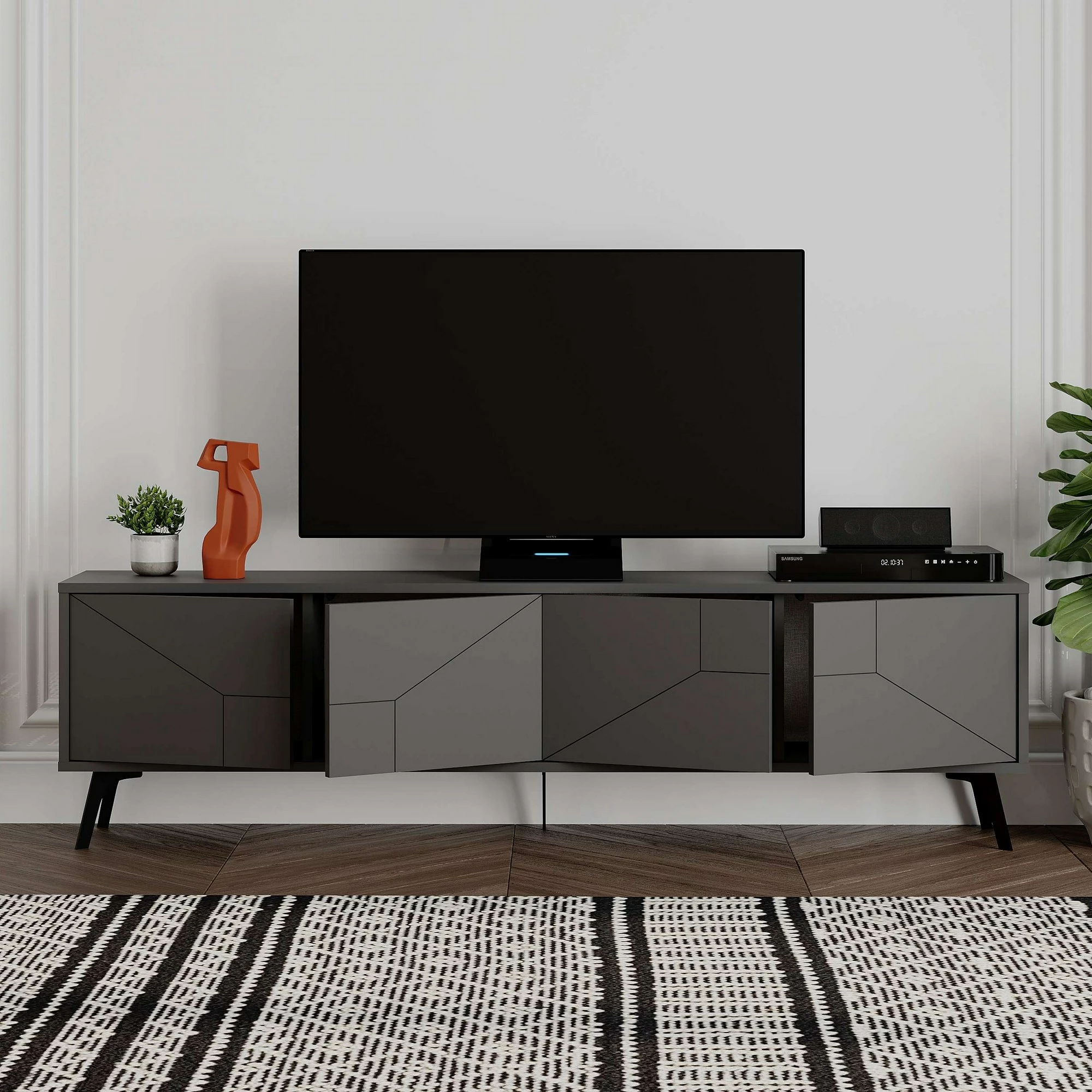 Komodë TV Skye Decor, ngjyrë dunë-antracit