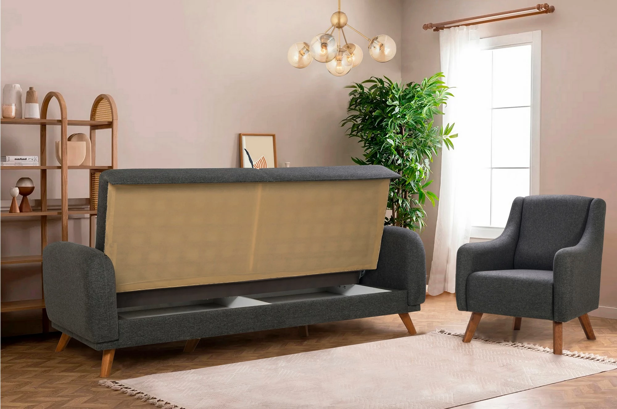 Set divan-krevat Atelier del Sofa, Hera, antracit