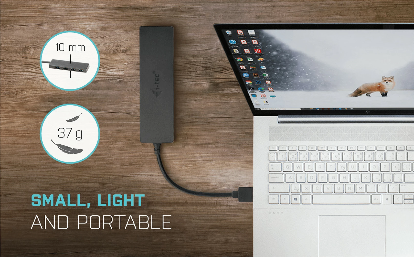 USB hub i-tec Advance, 4x USB-A USB 3.2 Gen 1, 5Gbps, 0.2m, i zi