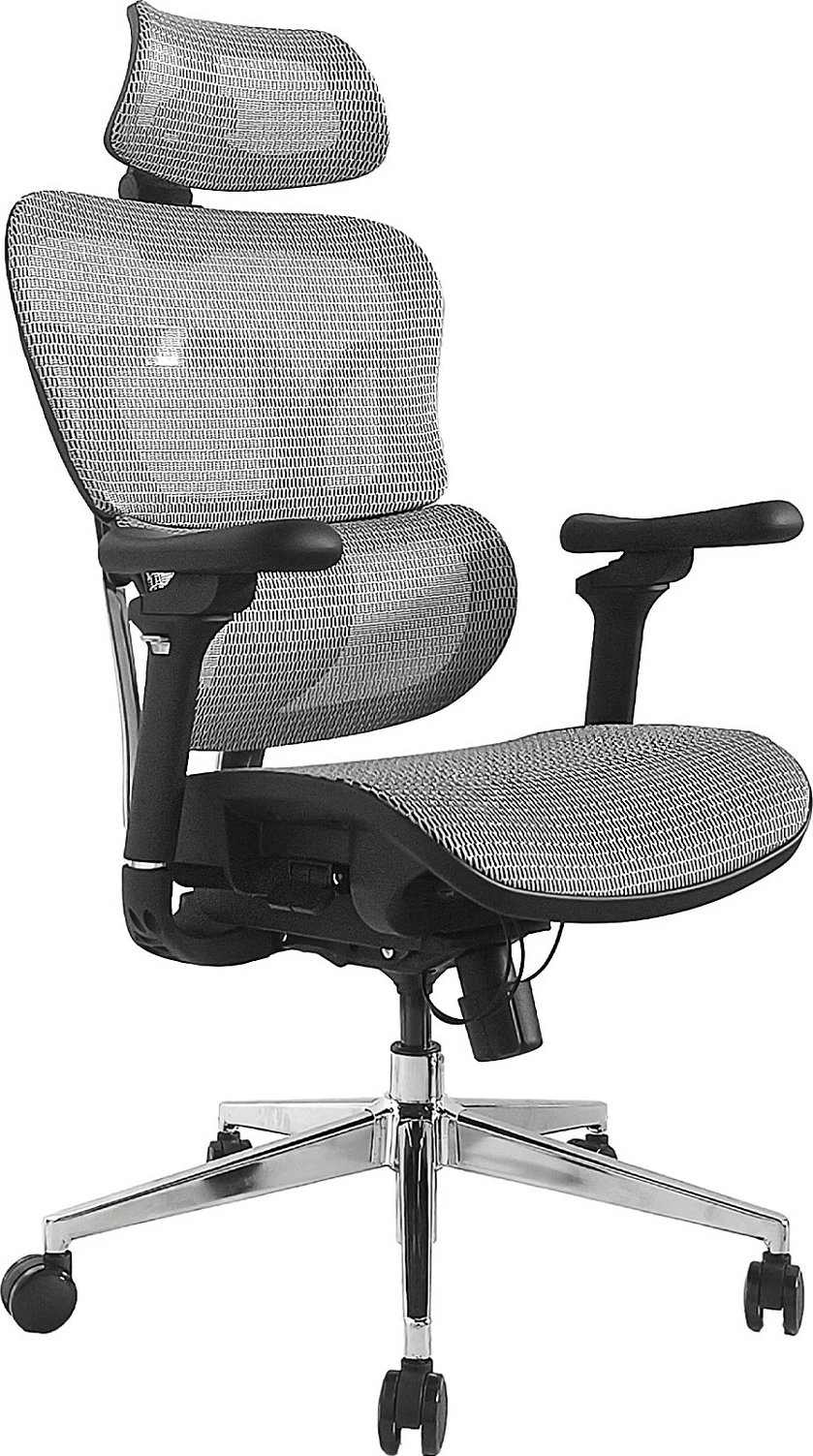 Karrige zyre ergonomike EQUIP, me mbështetëse koke, mbështetëse krahësh 3D, mesh, 150 kg, gri