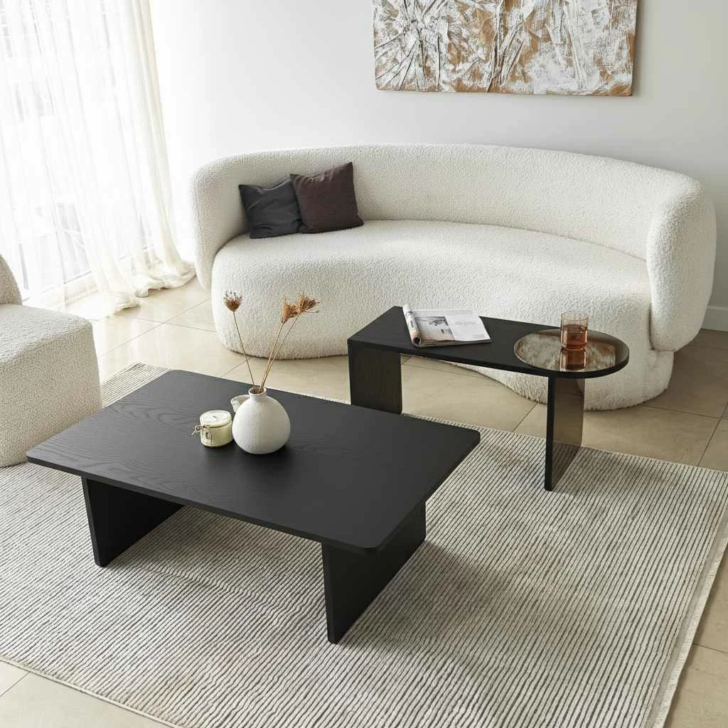 Set tavolinash të mbivendosura Skye Decor, Luna, ngjyrë e zezë-bronz, 2 copë