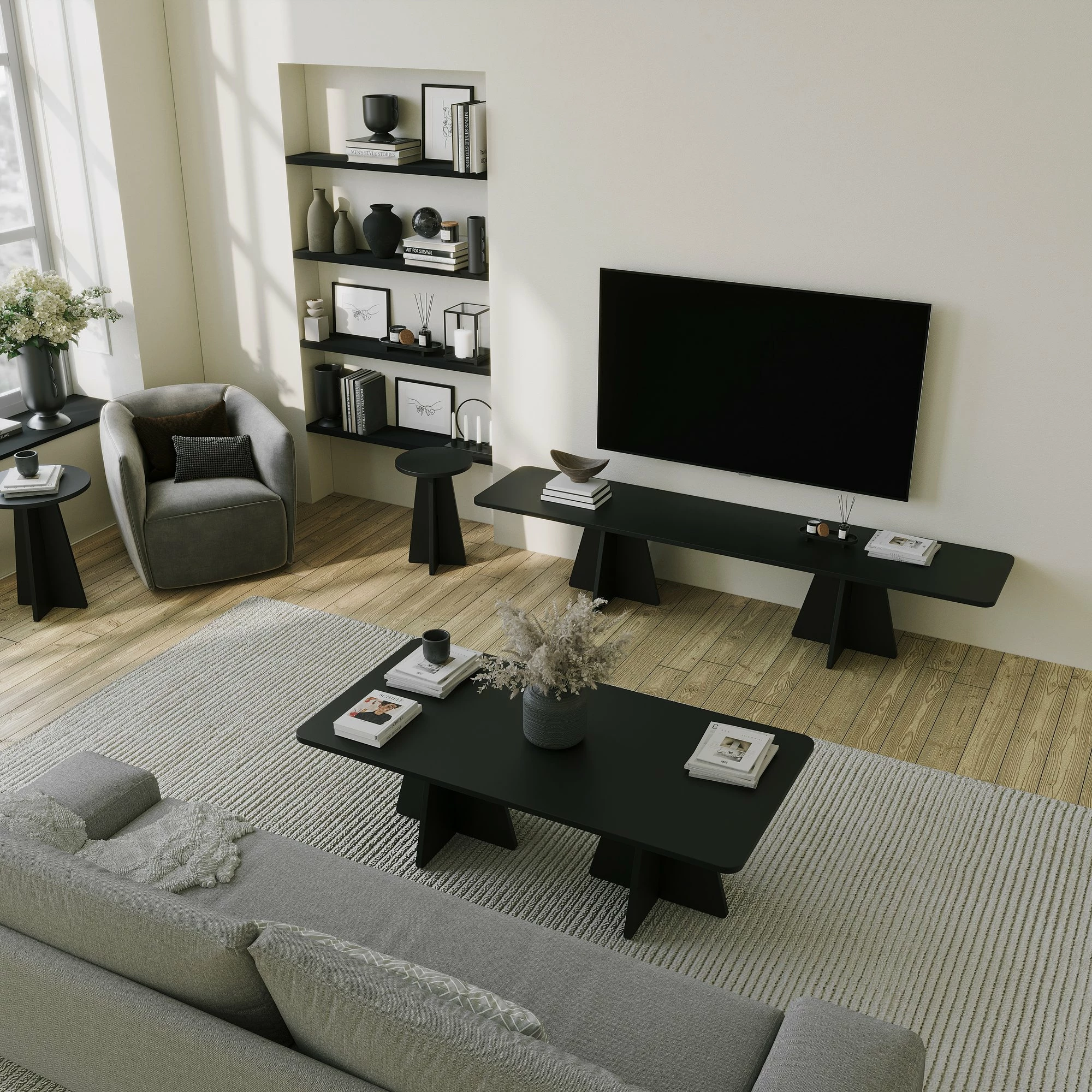 Set tavolinash kafeje Skye Decor, kërpudhë - e zezë