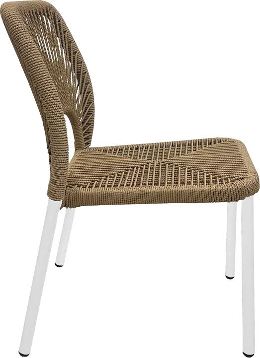 Karrige alumini Norture, e grumbullueshme, kornizë e bardhë, ratan natyral, 45x63x82cm