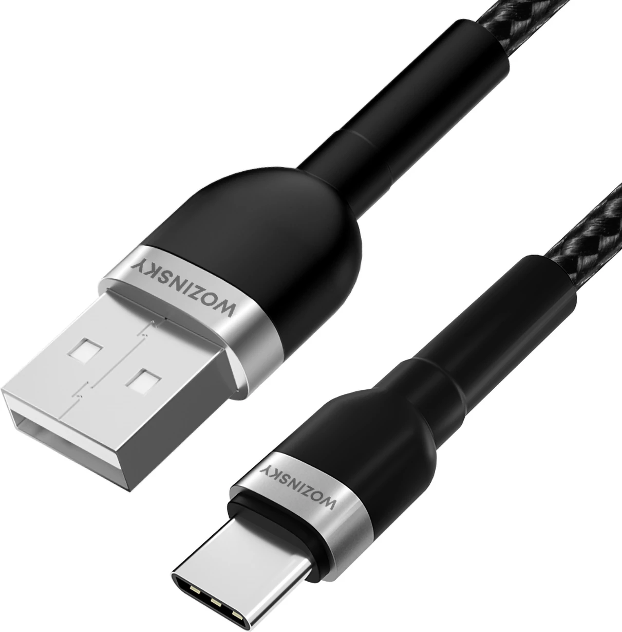 Kabllo USB Wozinsky WNBAC1, USB-A në USB-C, 1m, 2.4A, najlon, e zezë