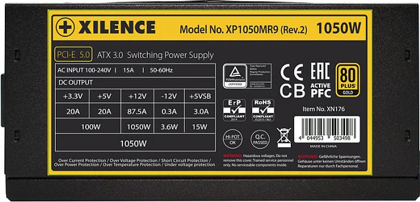 Furnizues rryme Xilence XP1050MR9.2 Performance X+ 1050W, ATX 3.0, 80+ Gold, Fully Modular, zi/kuqe