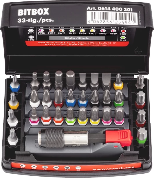 Set bitash Würth, RW/PH/PZ/TX/6KT/SZ, 33copë