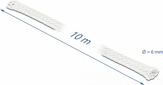 Mbështjellës i thurur kabllosh DeLOCK, 10 m, Ø6 mm, i bardhë