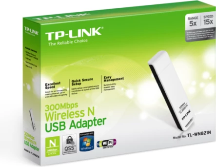 Adapter rrjeti USB Wi‑Fi TP-LINK TL-WN821N 300Mbps, bardhë/zi