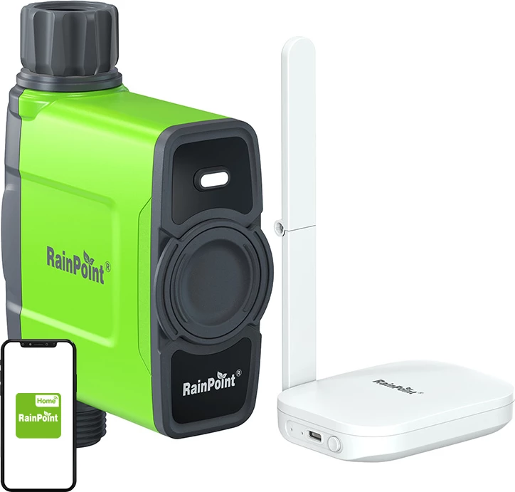 Kontrollues ujitjeje RainPoint HTV145FRF+HWG023WBRF me gateway WiFi, për 1 zonë, i gjelbër