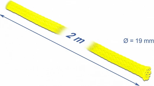 Mbështjellës i thurur për kabllo DeLOCK 2 m x 19 mm, poliester, -50 deri 150°C, i verdhë