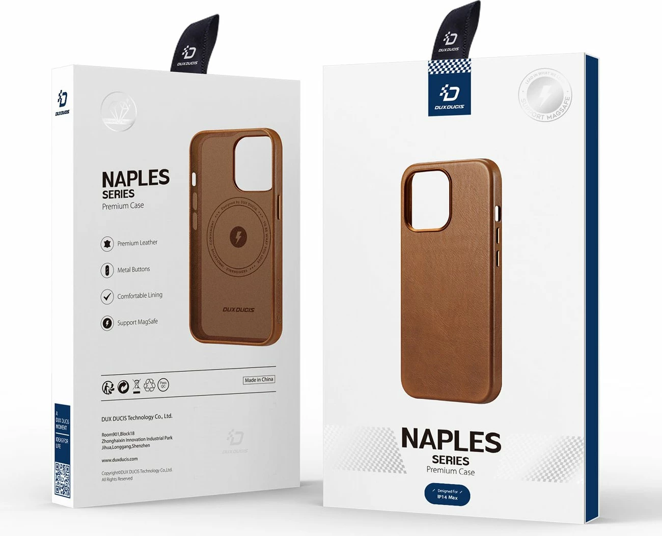 Mbështjellës Dux Ducis Naples për iPhone 14 Plus, lëkurë, MagSafe, Kafe