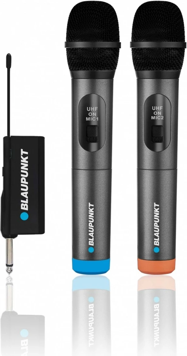 Set mikrofonash wireless Blaupunkt WM60UDB, UHF, 2 copë, Blu/Portokalli