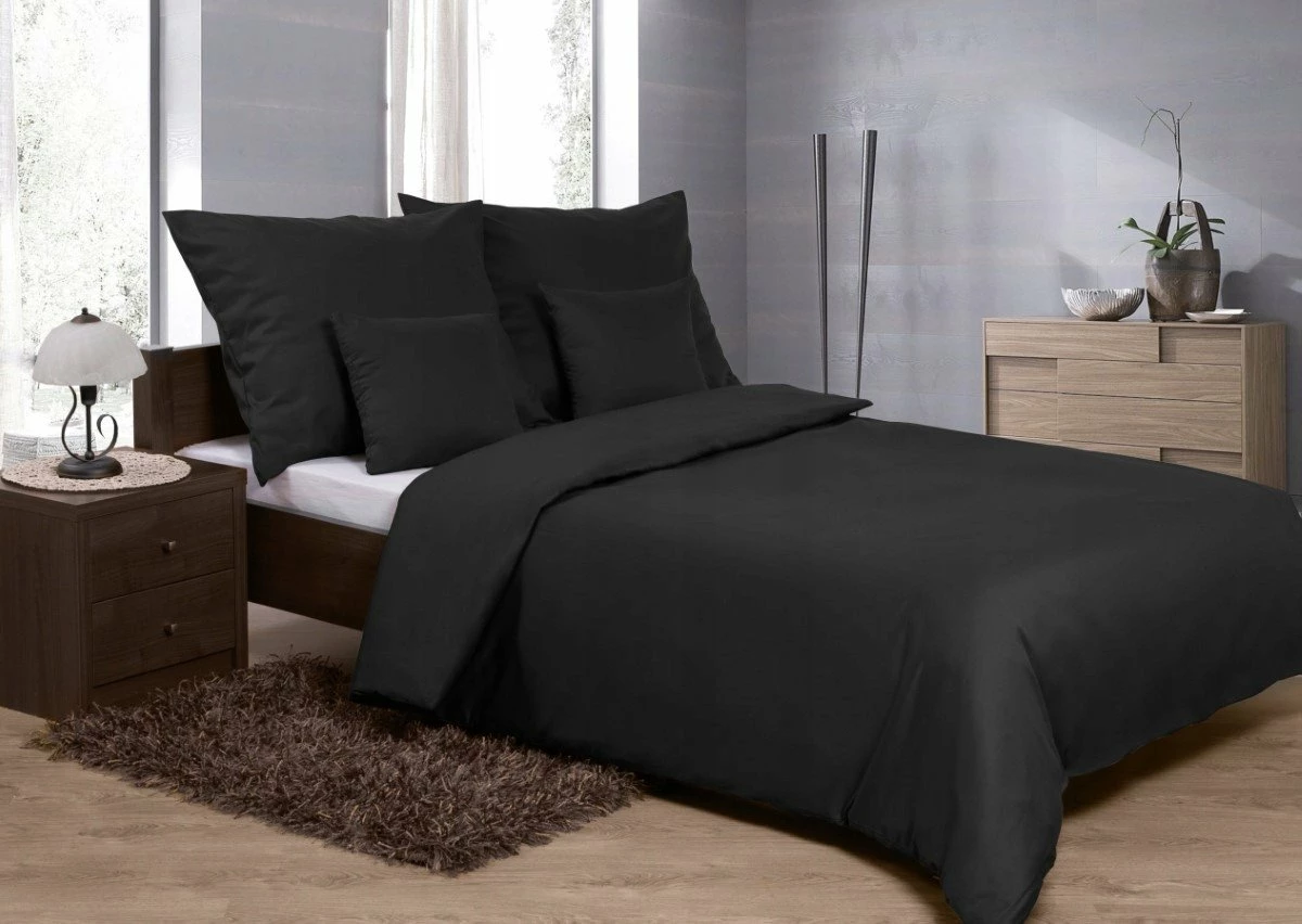 Set shtrati saten Multitex SM 160x200, 100% pambuk, 3 copë, i zi