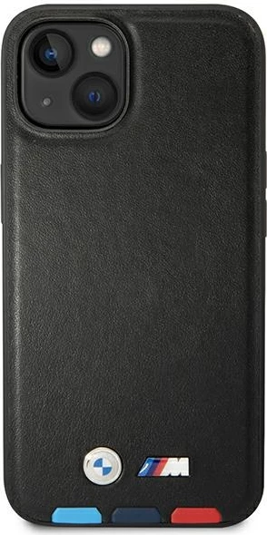 Mbështjellës BMW Leather Stamp Tricolor Magsafe për iPhone 14 6.1", e zezë
