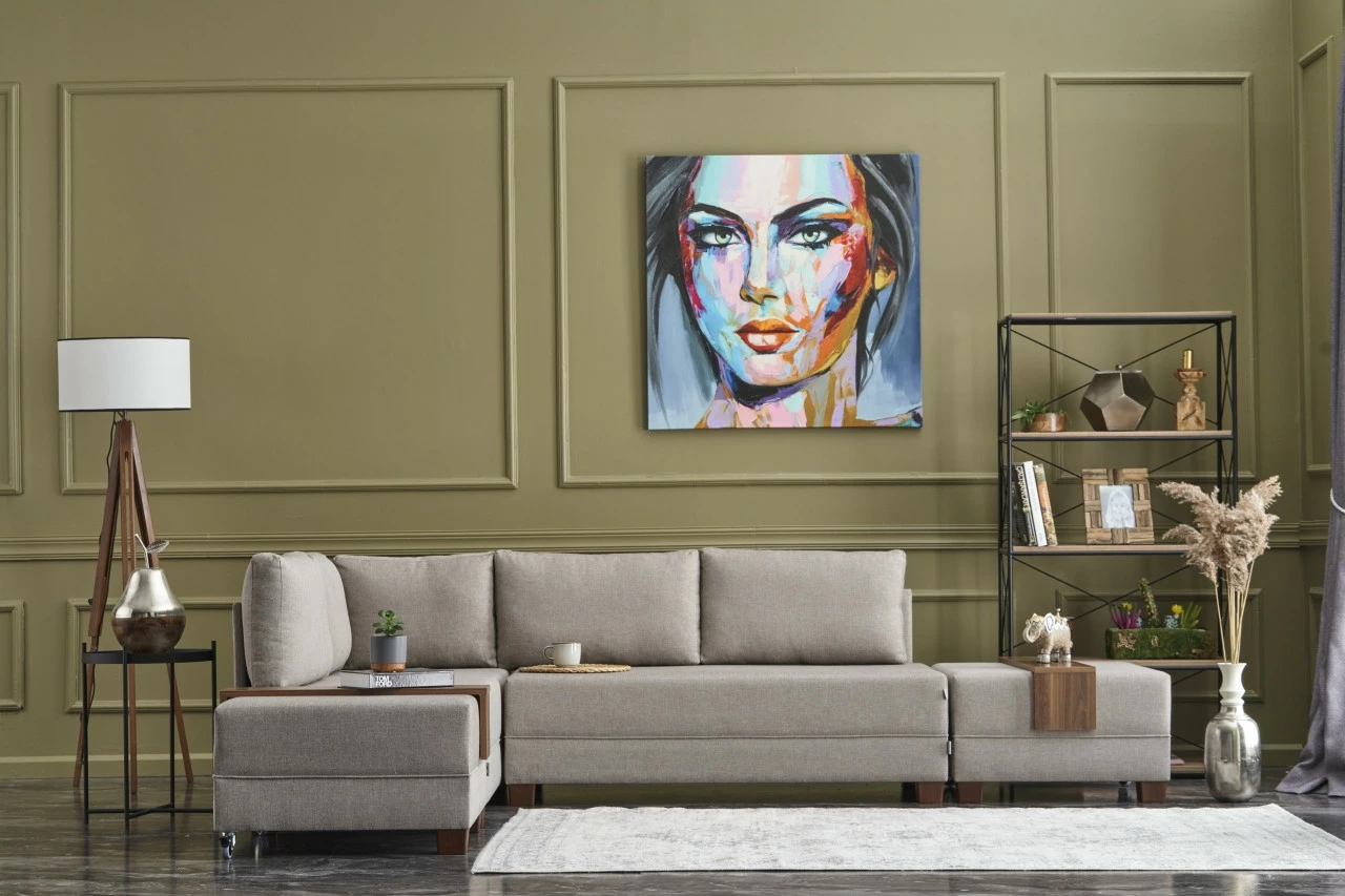 Kënd-sofë krevati Fly, kënd majtas, ngjyrë krem