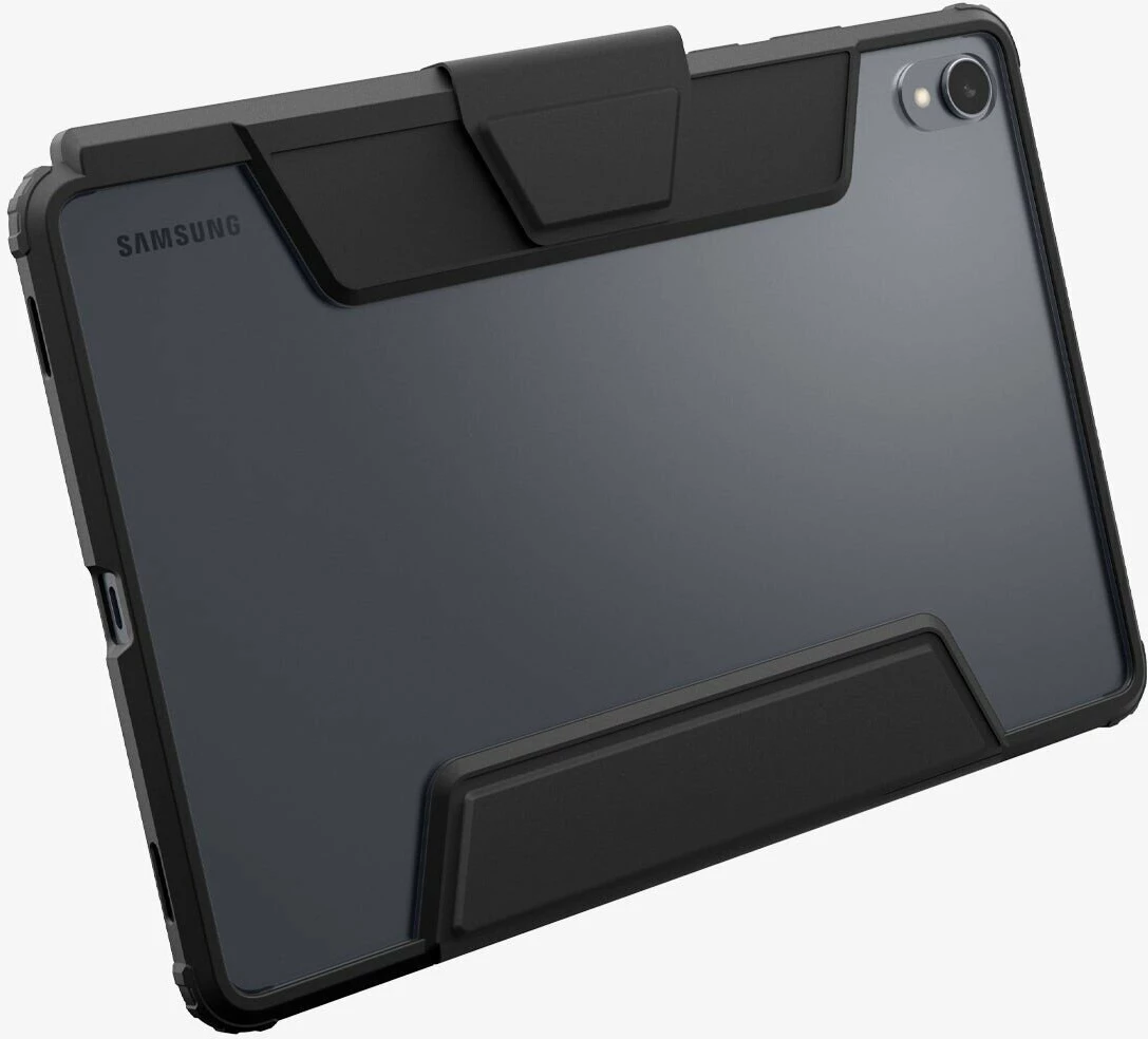 Mbështjellës folio për tablet Spigen Ultra Hybrid Pro për Samsung Galaxy Tab S11 11\" X730/X736, me stand, mbulim magnetik & 2 mbajtës S Pen, ngjyrë e zezë