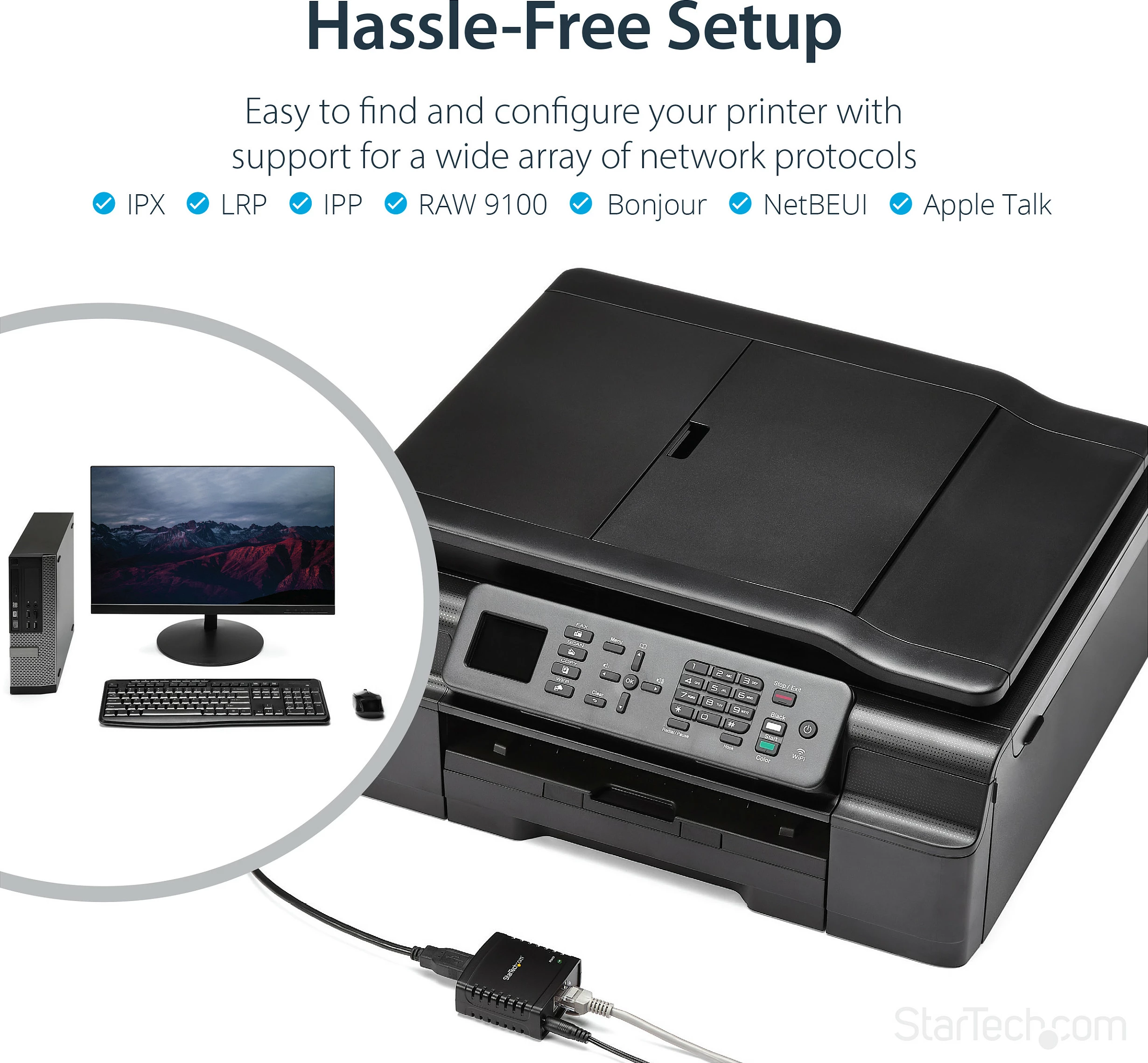 Server printimi USB StarTech LPR 10/100Mbps, Ethernet RJ-45, i zi