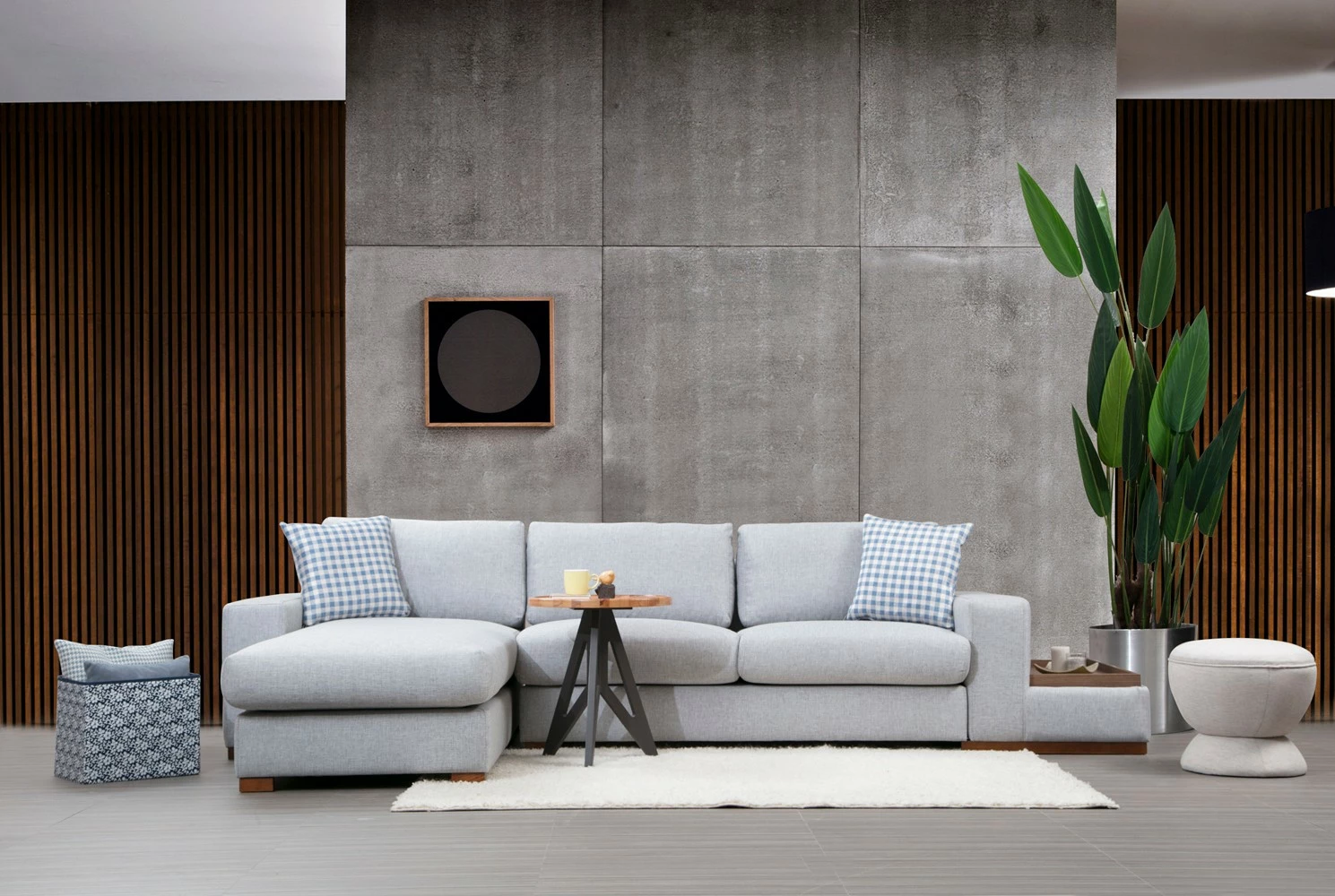 Kënd-sofë Atelier del Sofa, Loop 14, ngjyrë gri e çelët