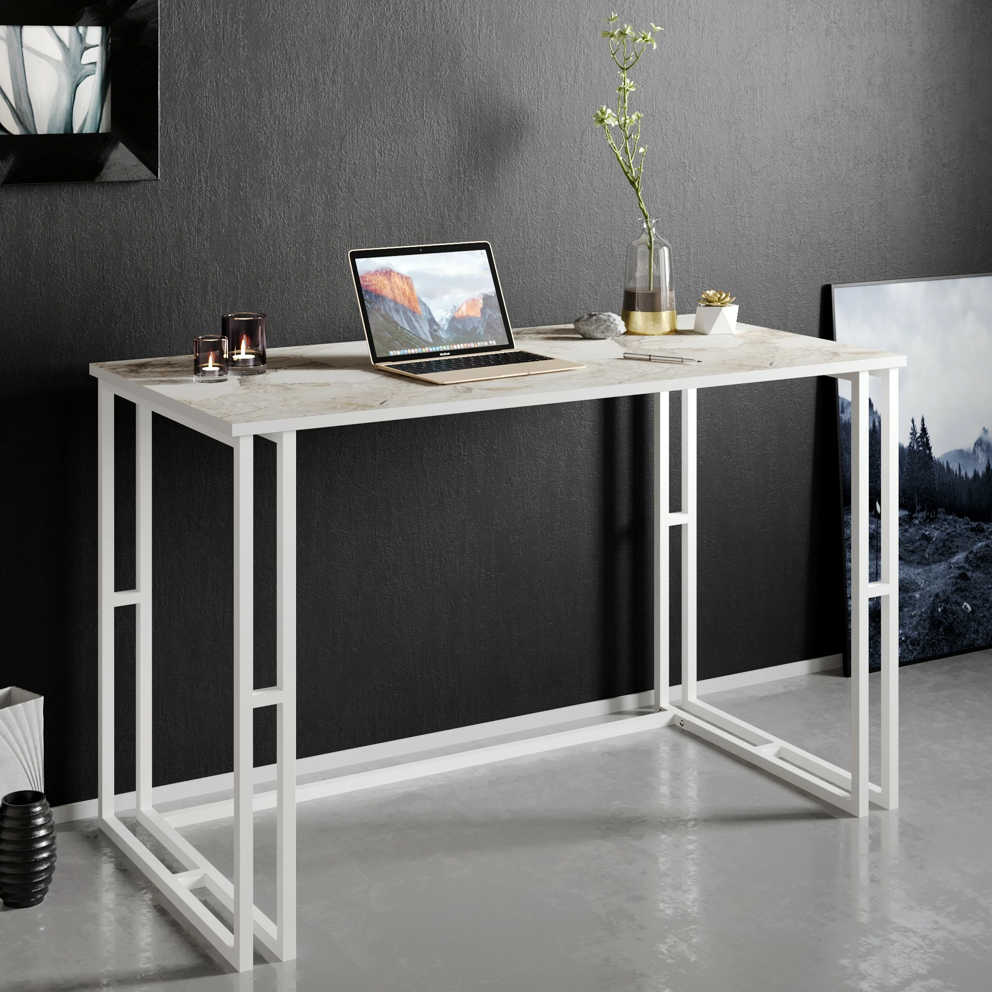 Tavolinë pune për studim Skye Decor, Alfa, e bardhë