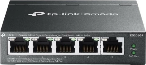 Switch i menaxhueshëm TP-LINK Omada ES205GP, 5 porta Gigabit, 4 PoE+, metalik