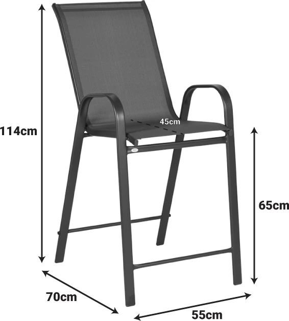 Karrige për bar Calan, metal ngjyrë kafe e errët, textilene kafe, 55x70x114cm
