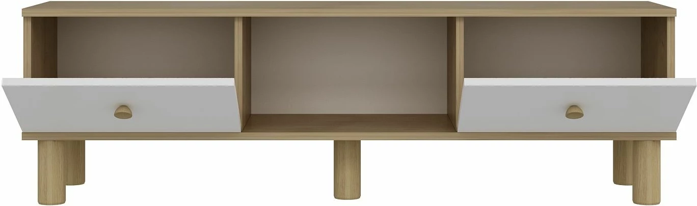 Komodë TV Skye Decor, ngjyrë lis safir dhe e bardhë