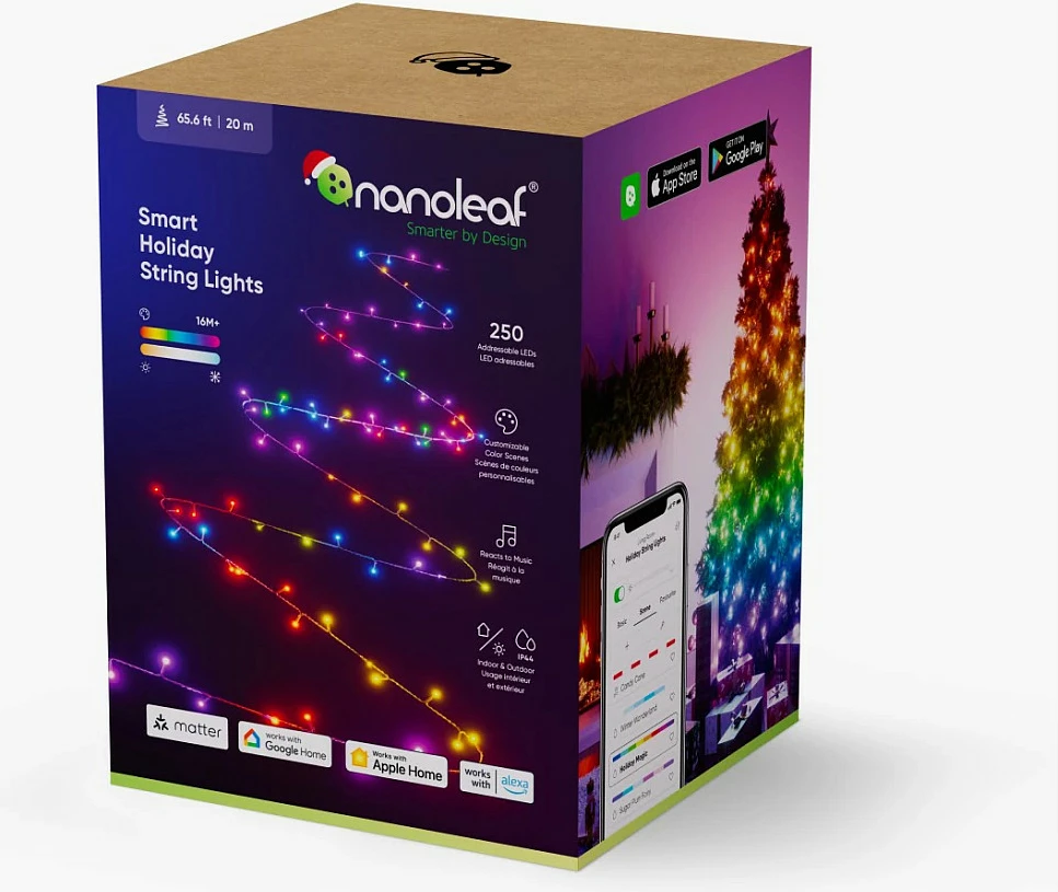 Lichterkete smart Nanoleaf Holiday, 250 LED, 20m, Wi‑Fi/Bluetooth, RGB