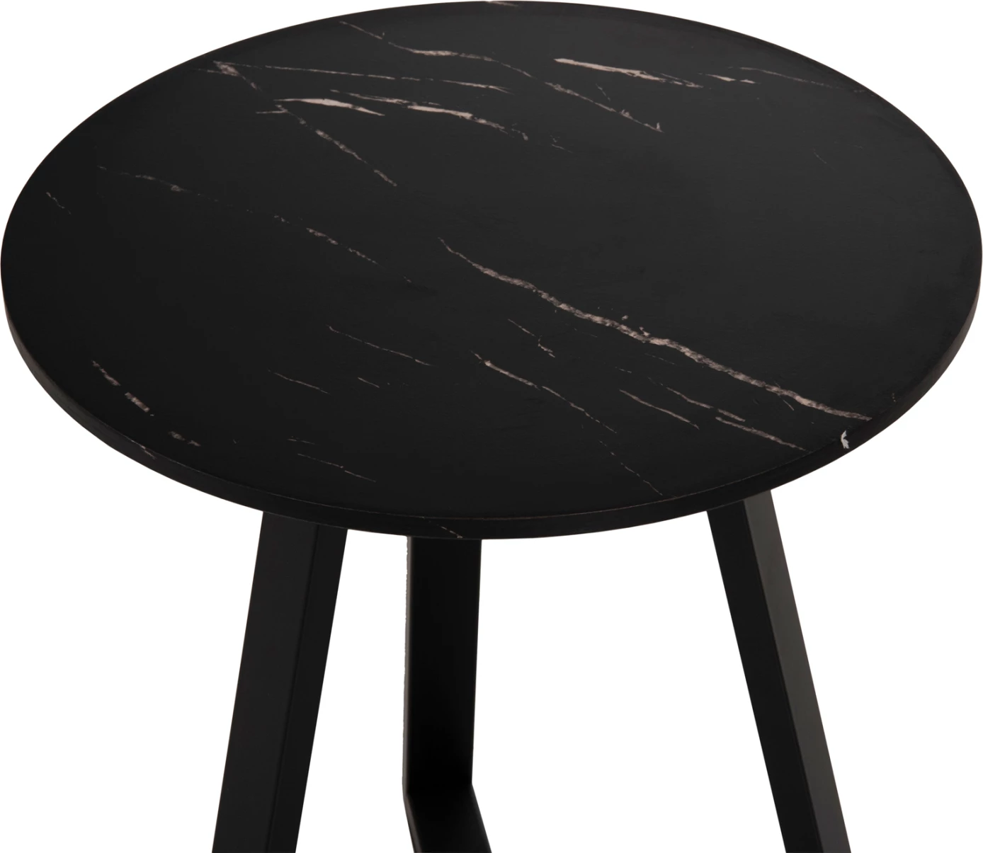 Sipërfaqe tavoline anësore FH9587.01 MDF mermer i zi-bazë metalike e zezë Φ45x55Hcm