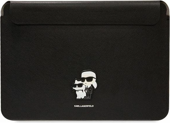 Mbështjellës Karl Lagerfeld Saffiano Karl&Choupette për laptop 14", eko lëkurë, e zezë