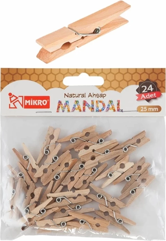 Mikro Mandal Natyral prej Druri – 24 Copë (25 mm)