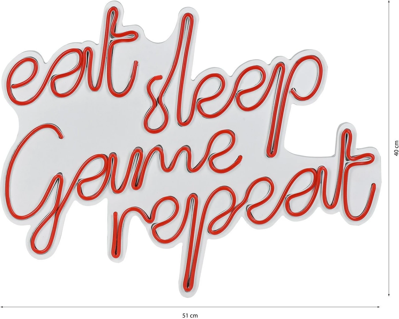 Dritë dekorative LED plastike, e kuqe, eat sleep game repeat
