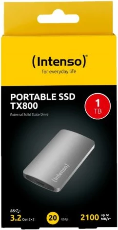 SSD eksterne INTENSO TX800 2TB USB 3.2 Gen2x2 deri 2100 MB/s, me kabllo USB-C, antracit
