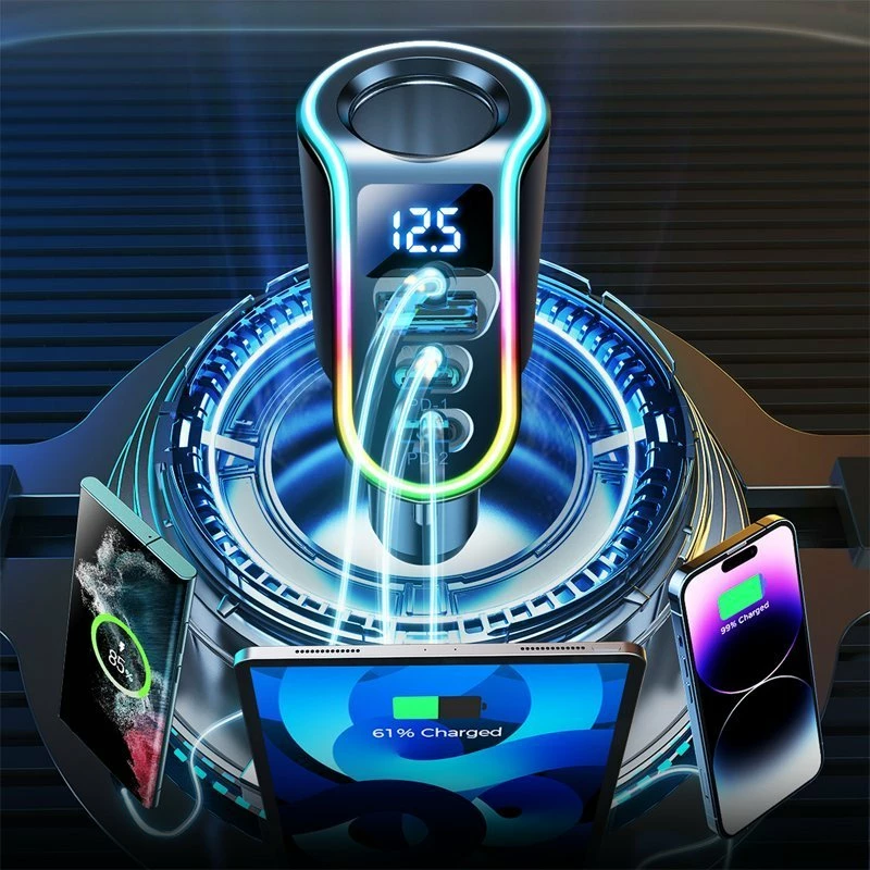 Karikues për veturë Joyroom JR-CL21 150W 1x USB-A + 2x USB-C QC3.0/PD3.0 12/24V, i zi