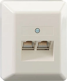Prizë muri RJ-45 Rutenbeck 13010131, 2x RJ-45, 125 V, 1 A, e bardhë