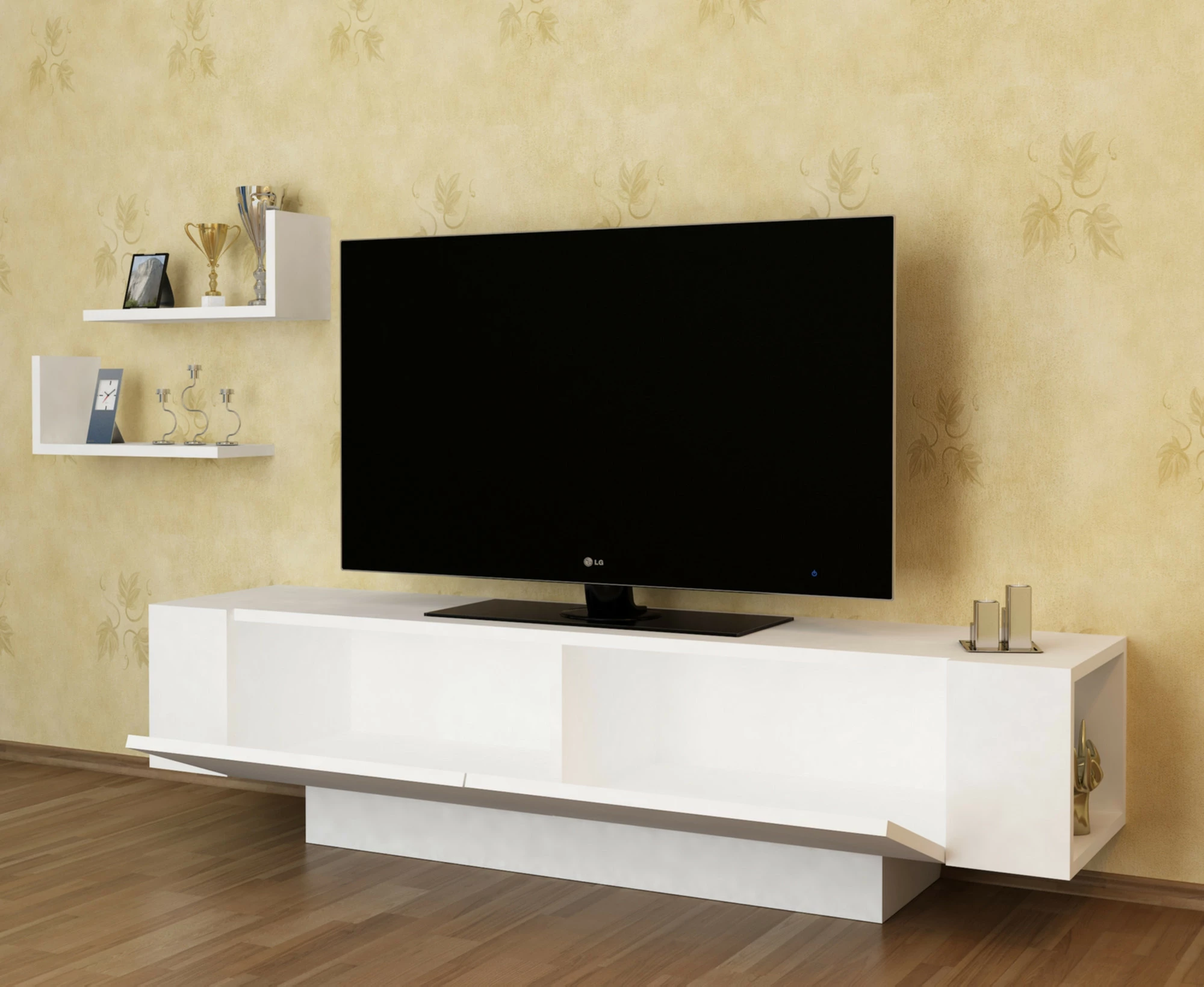 Komodë TV Hanah Home, Ekol, e bardhë