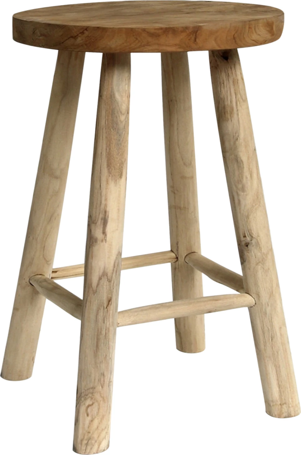 Karrige për bar prej druri teak natyral Φ35x62Hcm.FH9479