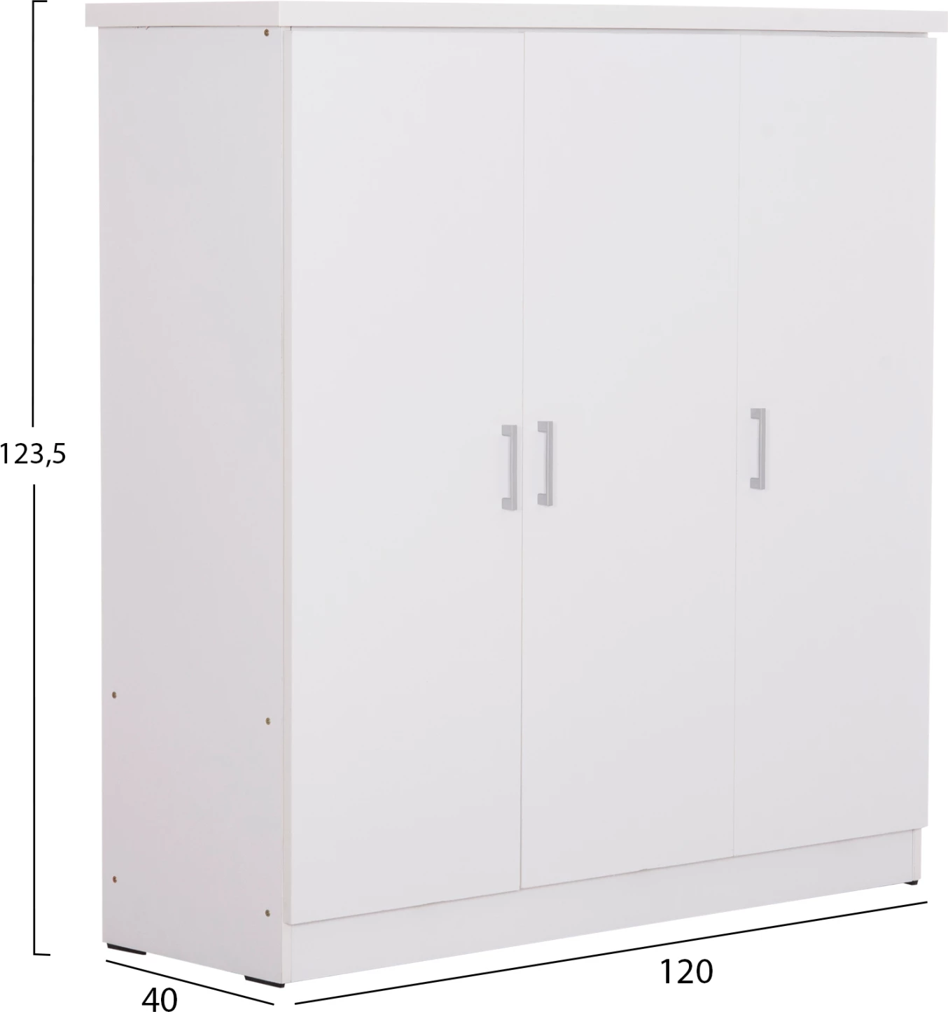 Dollap 3-fletësh me rafte FUENTO FH2482.02 melaminë, ngjyrë e bardhë, 120-116x40x123.5H cm
