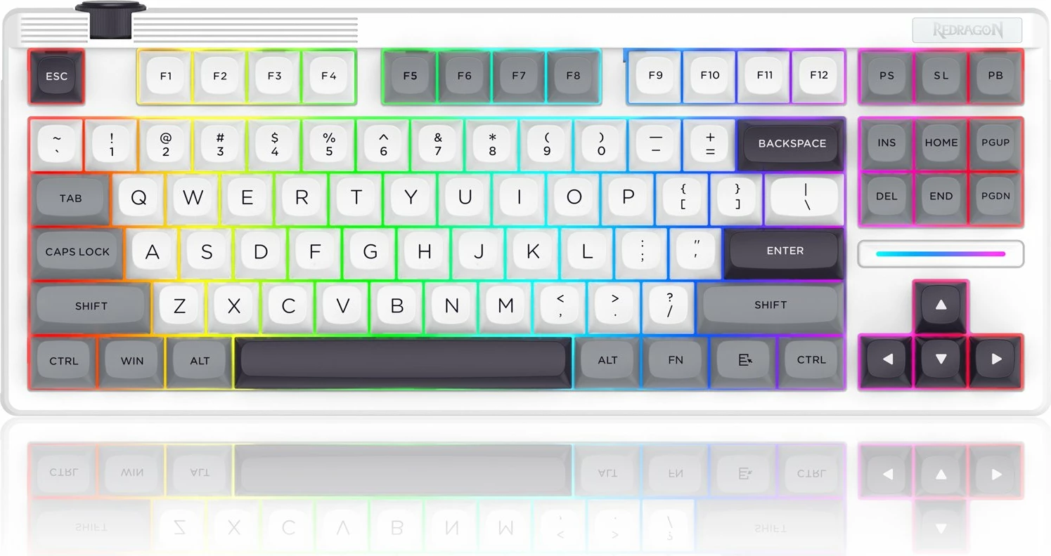 Tastierë mekanike gaming Redragon OTIIM K729 PRO Bullet QL (K729WGB-RGB-PRO), TKL 80%, RGB, tri-mode (USB/Bluetooth/2.4GHz), hot-swap, switches orange, e bardhë