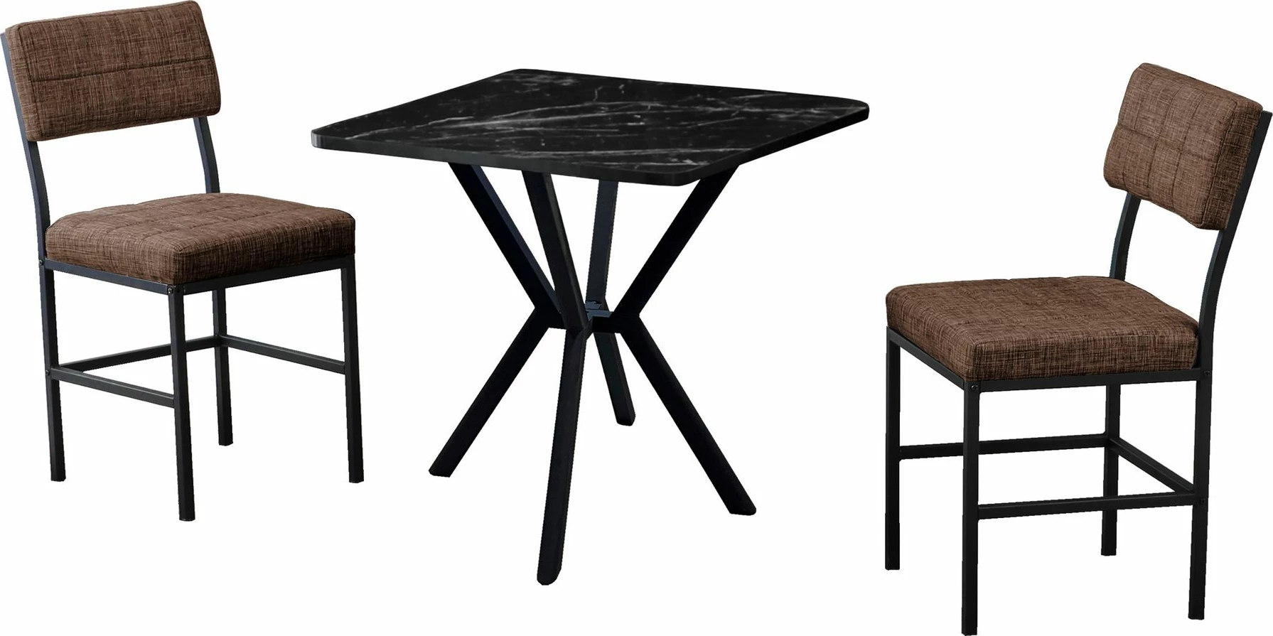 Set tavoline me karrige për ngrënie, zgjatshëm, 3 pjesë, Skye Decor, Dubai, kafe, e zezë